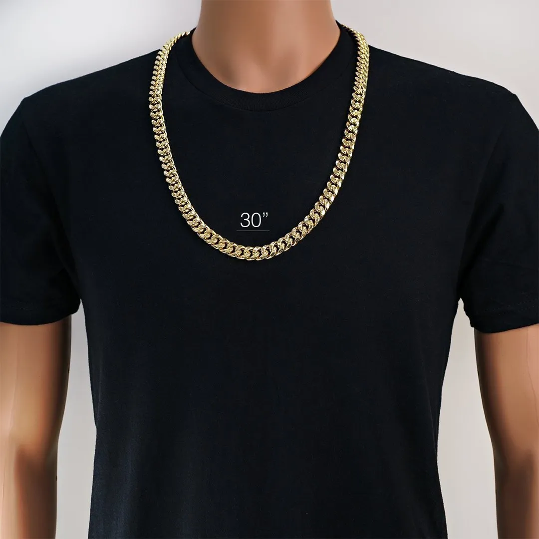 10K Yellow Gold Hollow Cuban Link Chain 12 mm