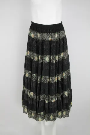 90s tiered floral and dotted skirt - S
