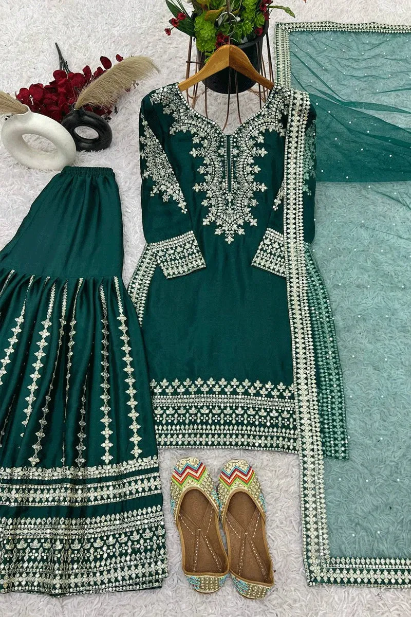 Actress Divyanka Tripathi Green Sharara Suit