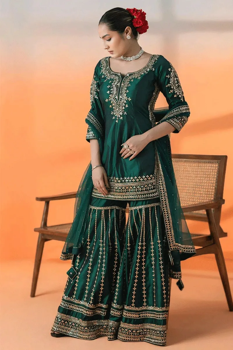 Actress Divyanka Tripathi Green Sharara Suit