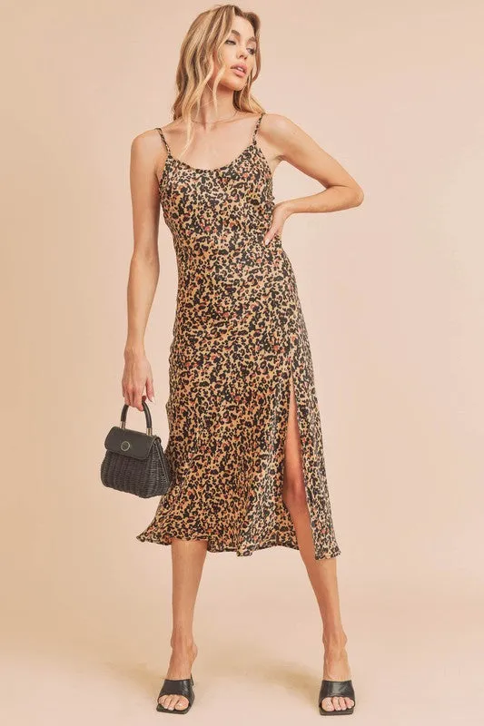 AEMI   Co. Stasia Leopard Print Casual Tank Dress with Split