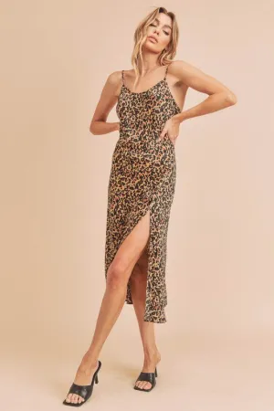 AEMI   Co. Stasia Leopard Print Casual Tank Dress with Split