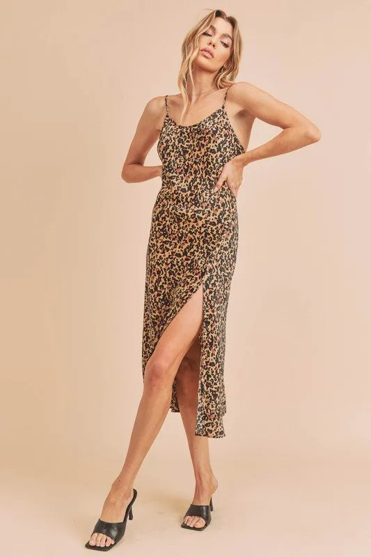 AEMI   Co. Stasia Leopard Print Casual Tank Dress with Split