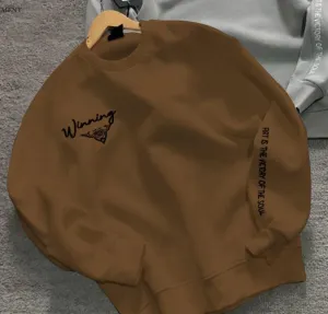 Article Name Wining Front Back  Embossed Printed  Sweat Shirt  Brown