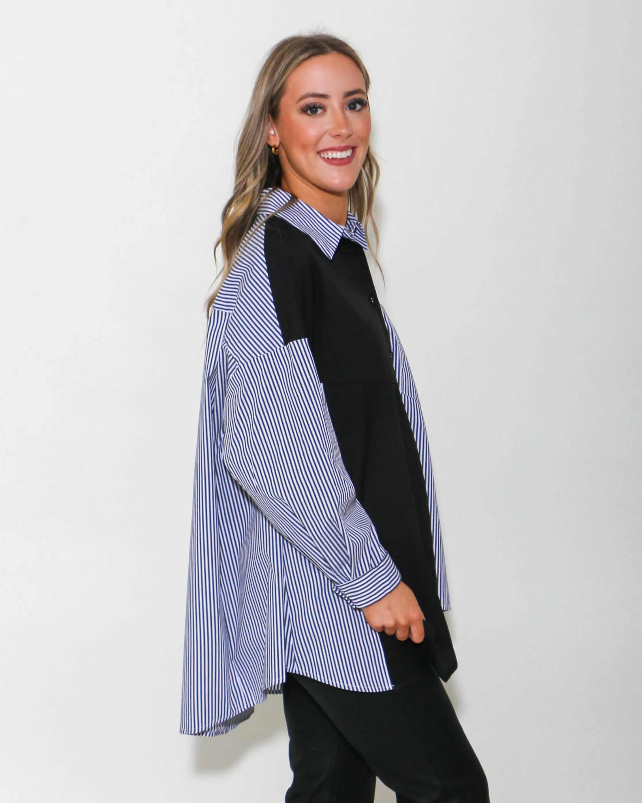 Asymmetrical Monochrome Button-Up Shirt
