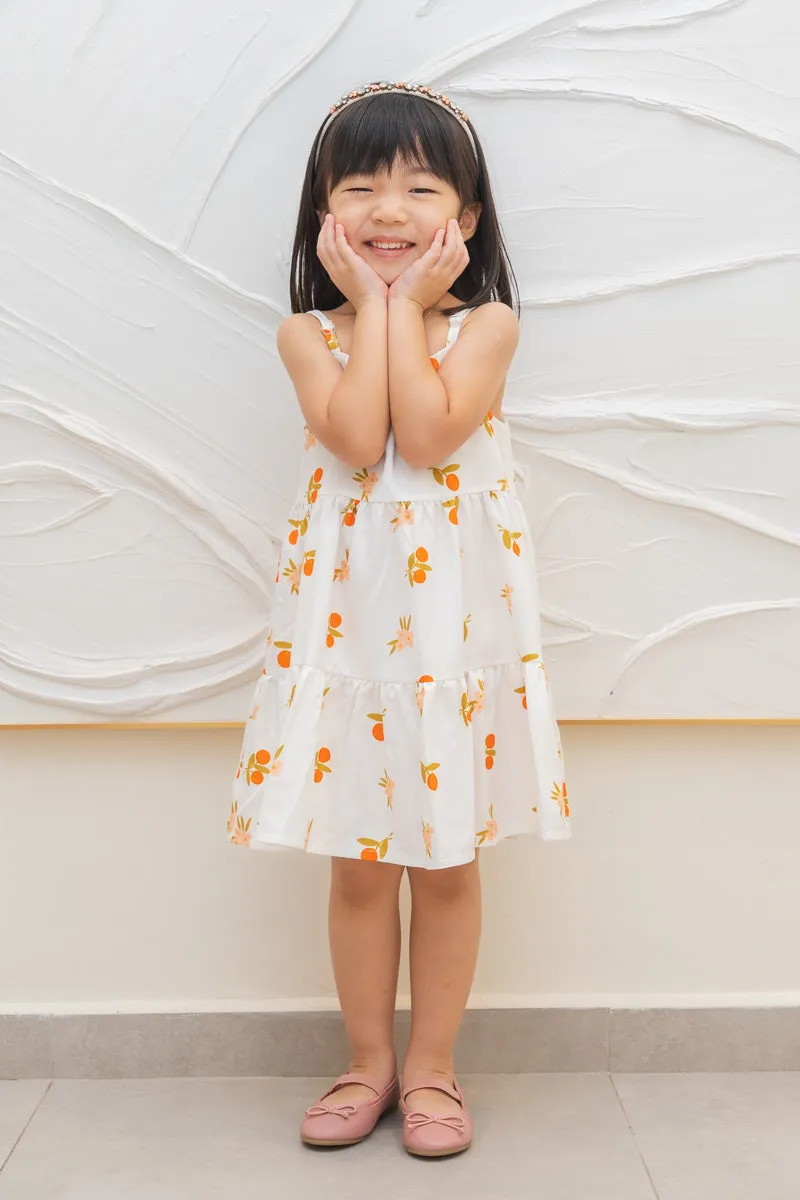 Auspicious Orange Girl Babydoll Tiered Dress