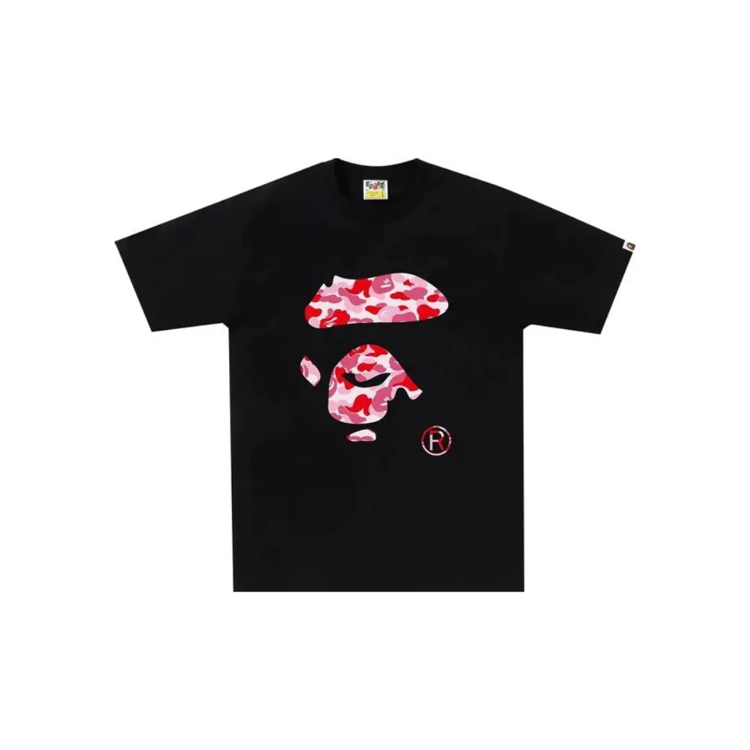 BAPE ABC Camo Ape Face Tee 'Black / Pink' (2024)