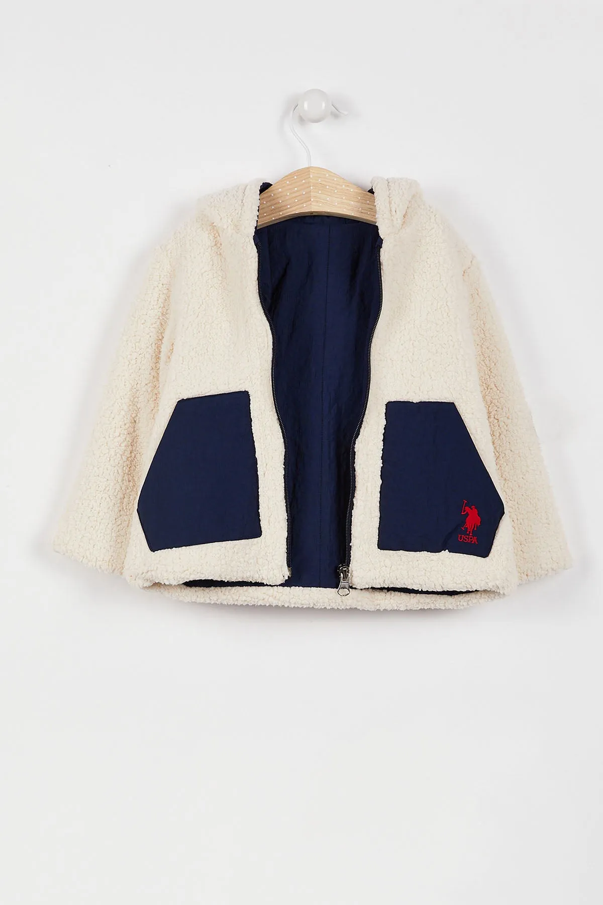 BÉBÉ / VESTE CRÈME BLEU MARINE À DEUX FACES - USB1017-V2