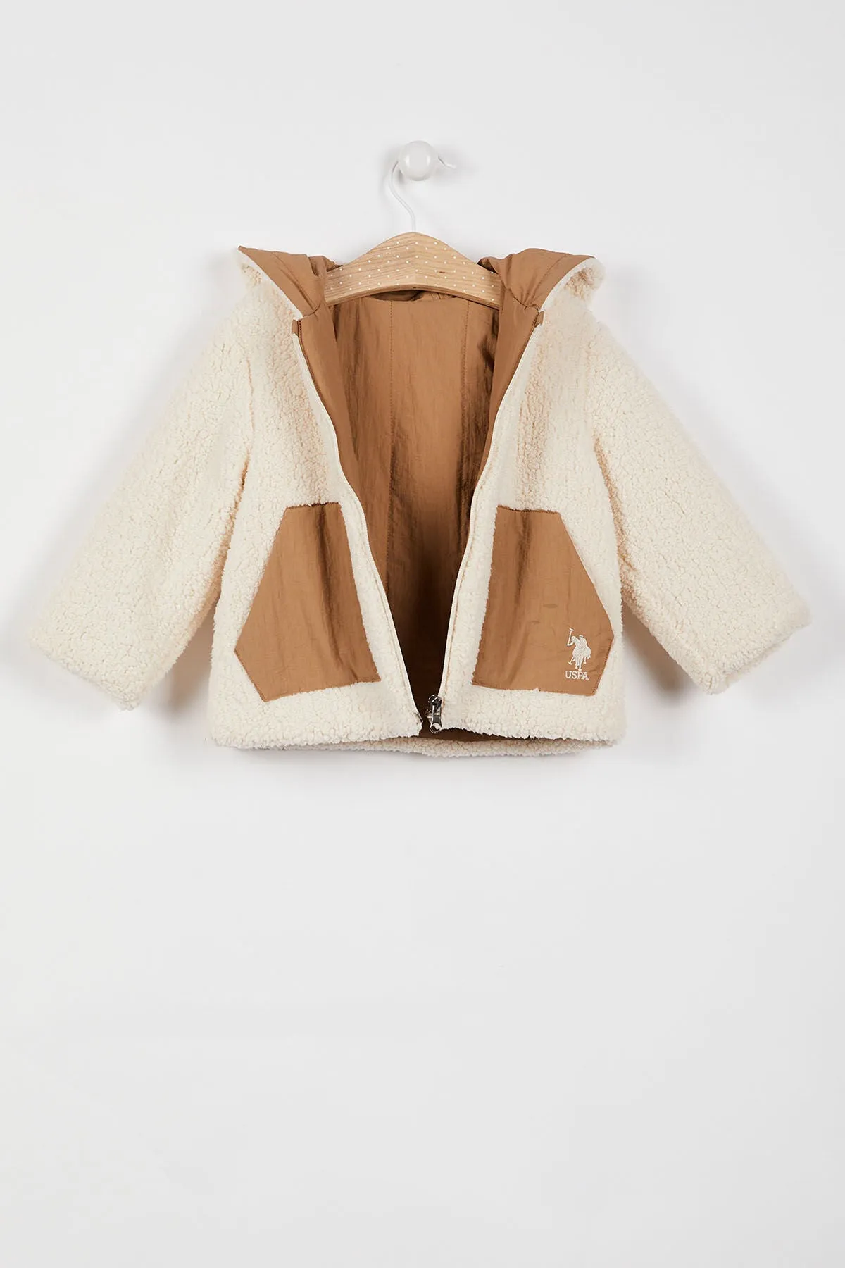 BÉBÉ / VESTE CRÈME CAMEL À DEUX FACES - USB1017-V1
