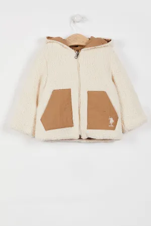 BÉBÉ / VESTE CRÈME CAMEL À DEUX FACES - USB1017-V1
