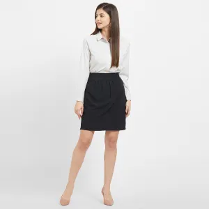 Black Front Pleat Short Skirt