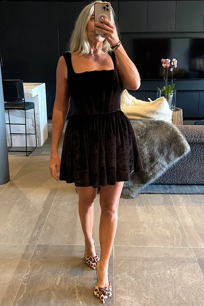 Black Velvet Babydoll Dress
