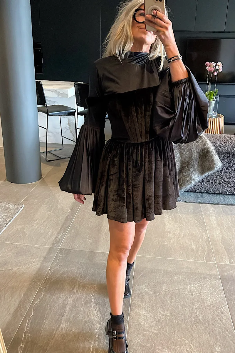 Black Velvet Babydoll Dress