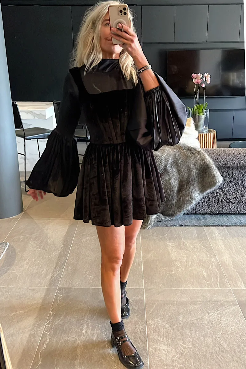 Black Velvet Babydoll Dress
