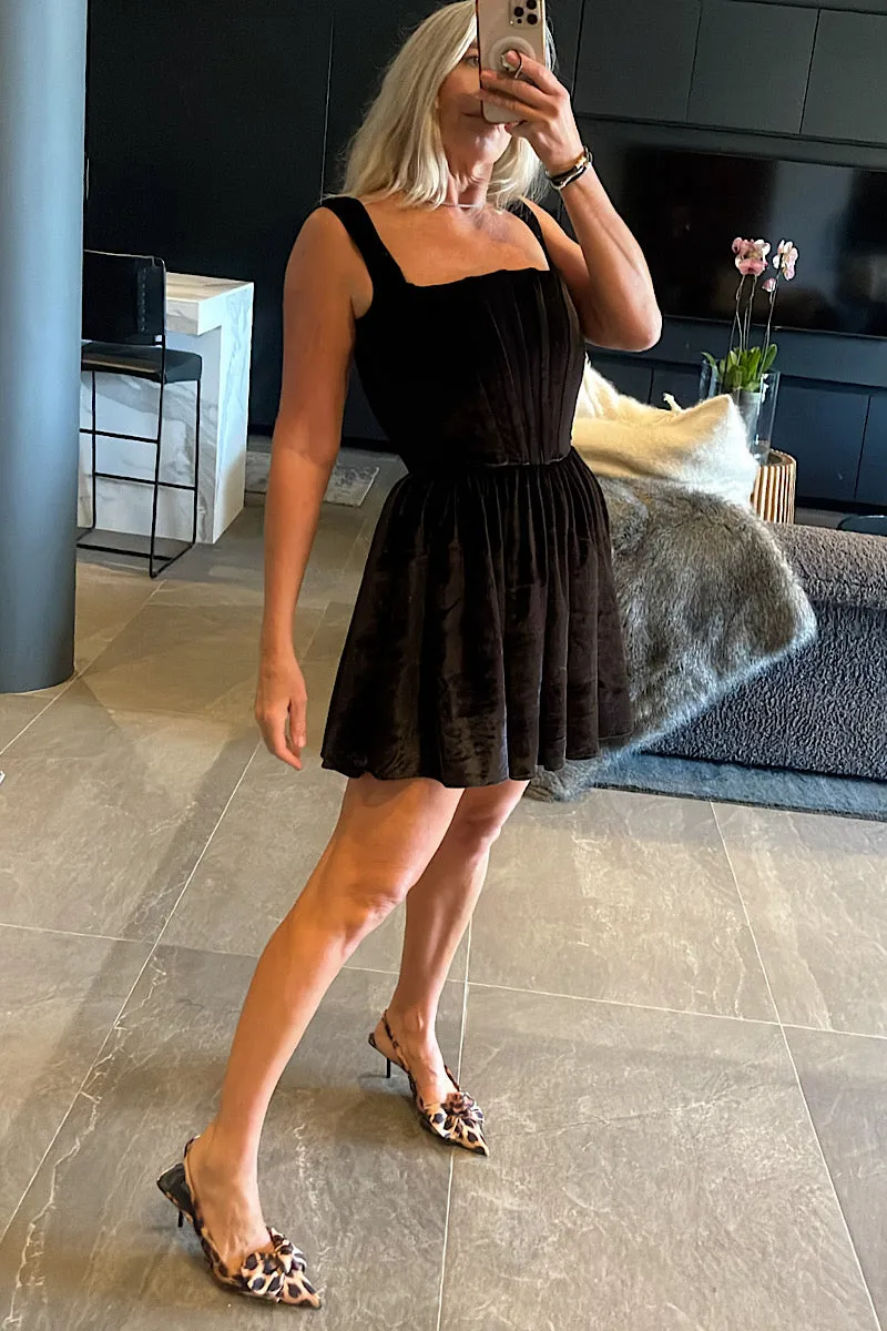 Black Velvet Babydoll Dress