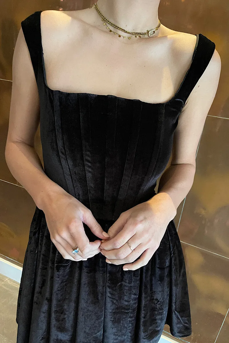Black Velvet Babydoll Dress