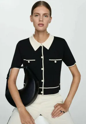 Brit & Boho™ I Aurora Black & White Lined Knit Sweater Top