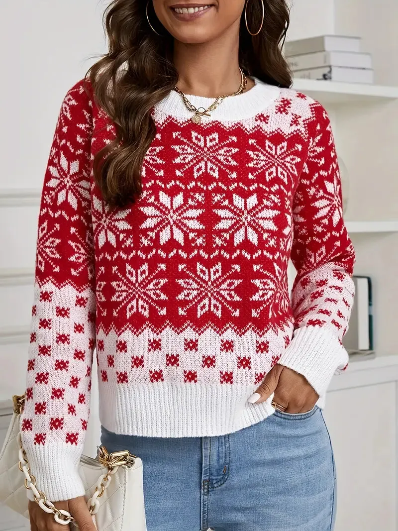 Brit & Boho™ I Sandy Winter Sweater Snowflake