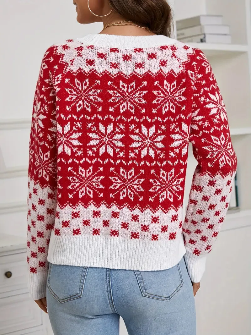 Brit & Boho™ I Sandy Winter Sweater Snowflake
