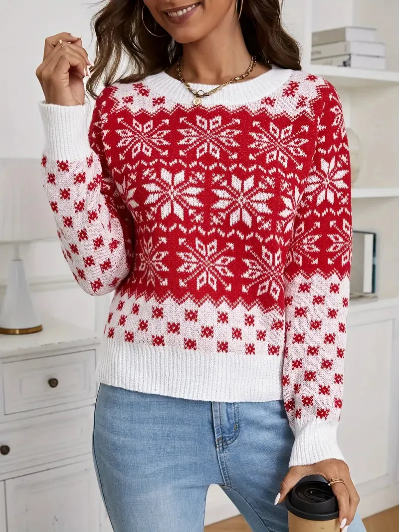 Brit & Boho™ I Sandy Winter Sweater Snowflake