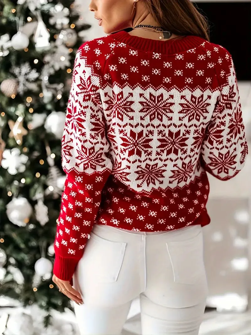Brit & Boho™ I Sandy Winter Sweater Snowflake