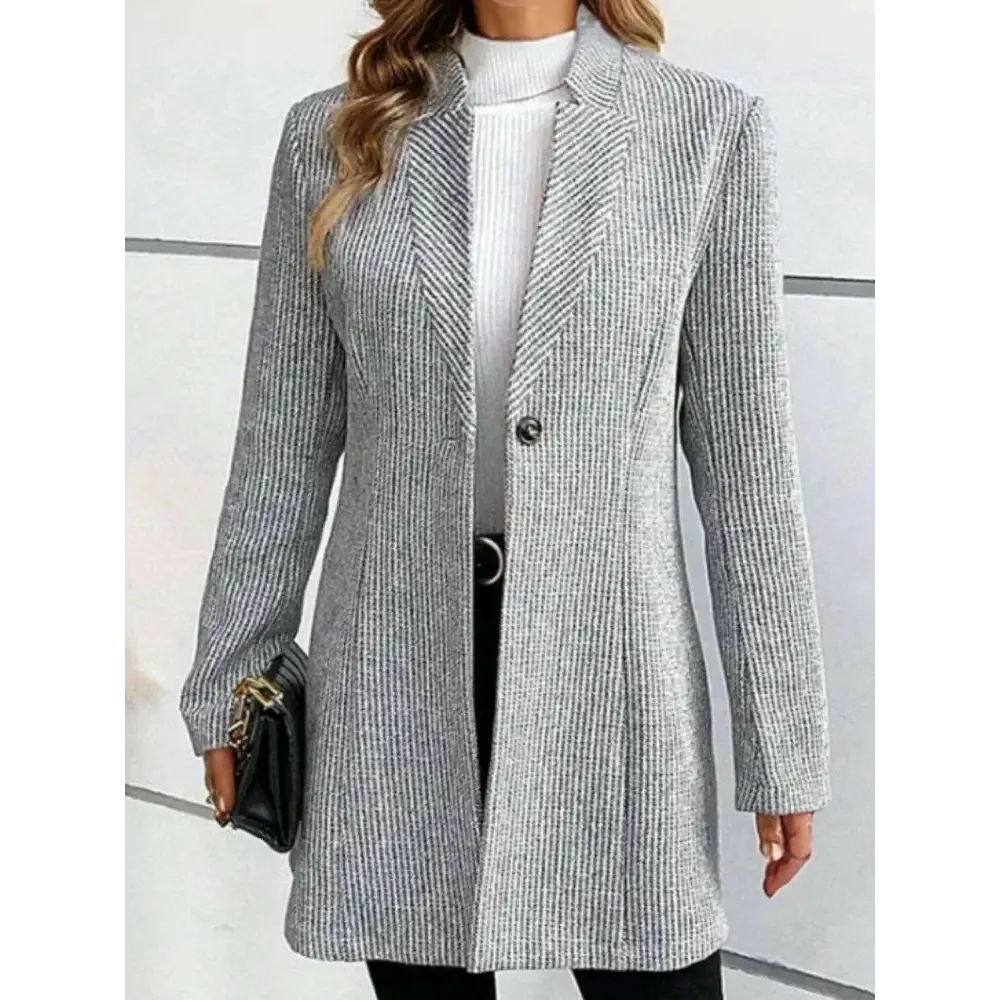 Button Long Sleeve Coat in Luxurious Fabric for Timeless Designer Clothing