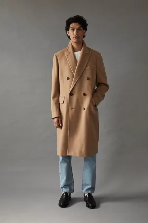 Camel Double Breasted Overcoat