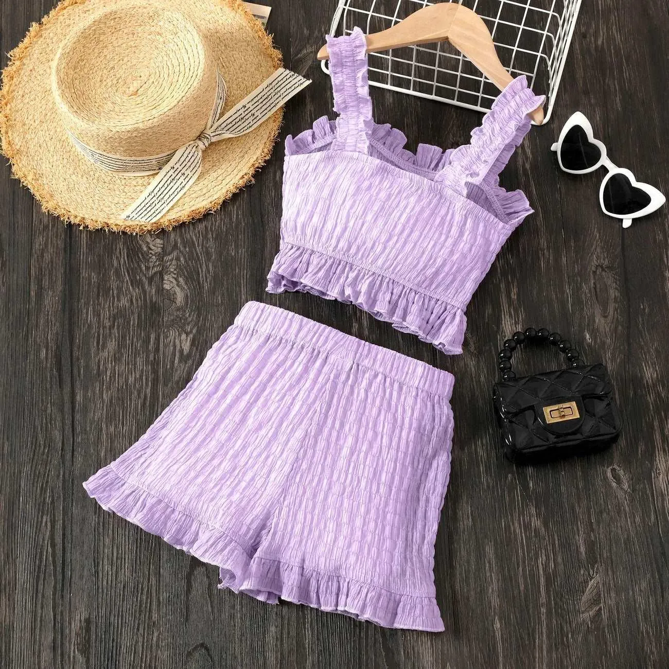 Casual Ruffle Edge Suit - Kids Girl (2Pcs)