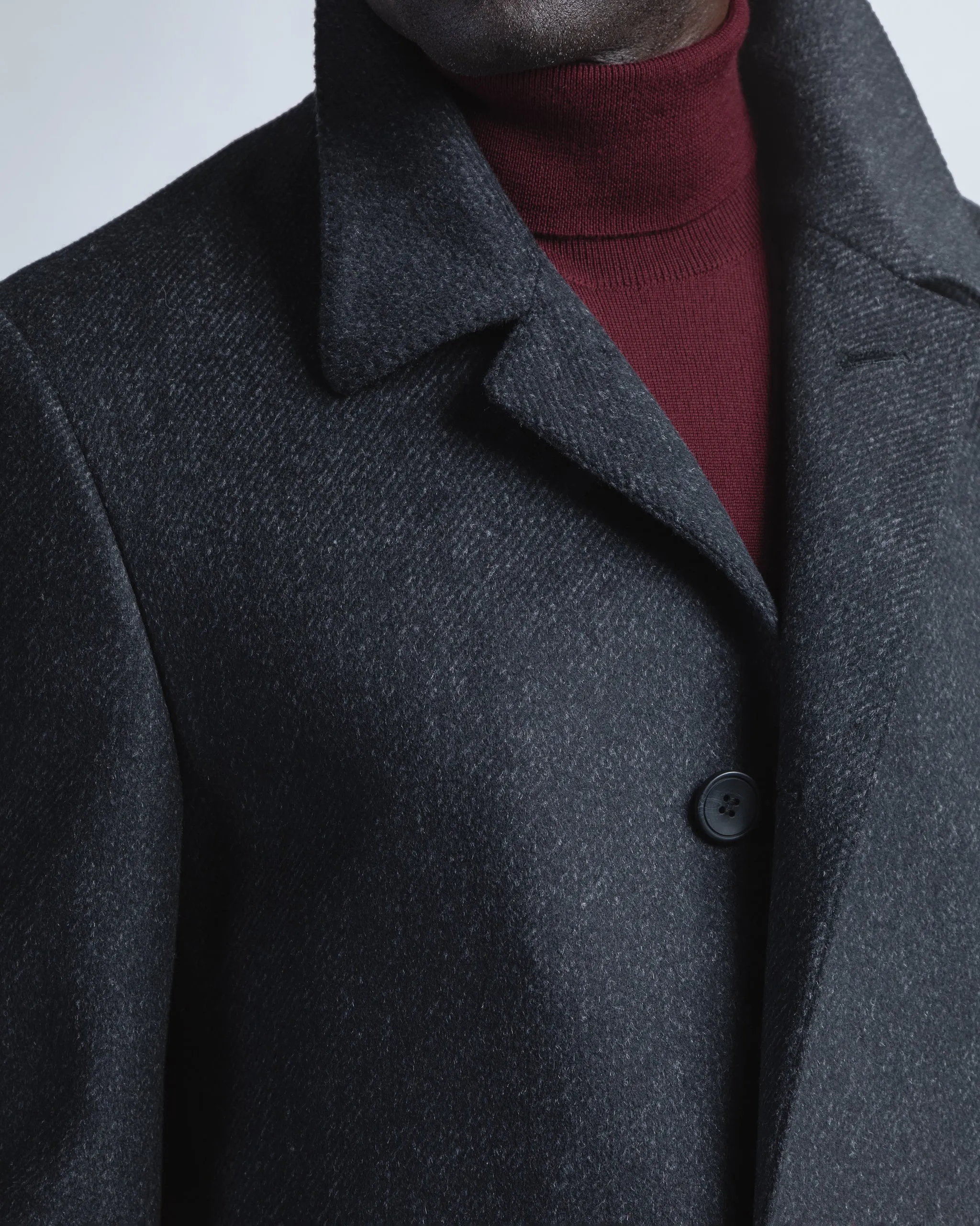 Casual Wool-Blend Coat in Charcoal Grey