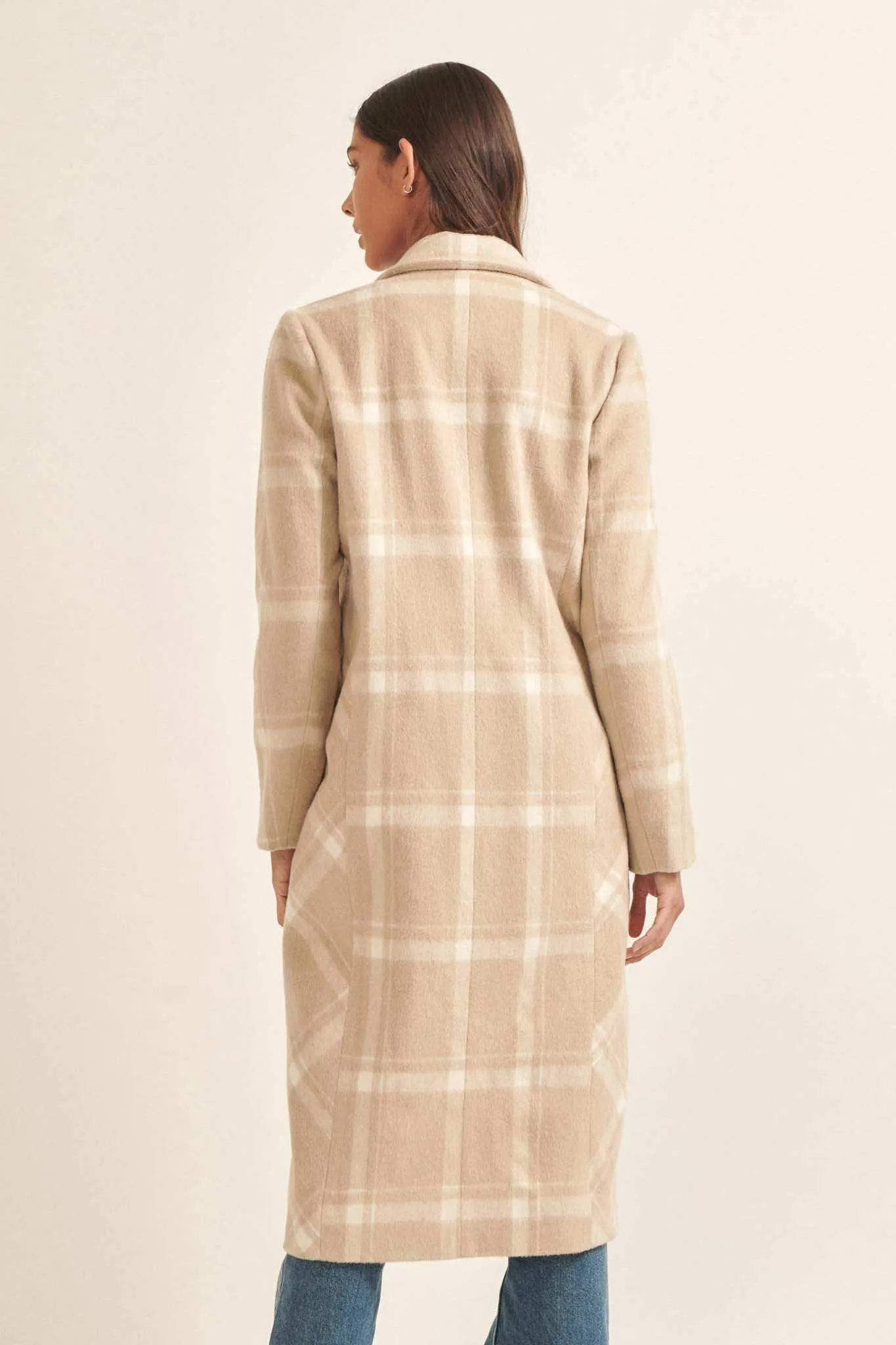 Check Point Button-Front Plaid Overcoat