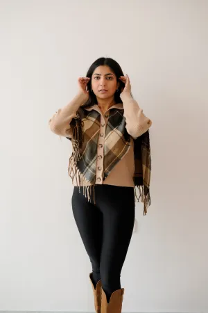 Checks fringes sweater