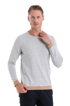 Comfort Fit Wool Blend Gray Crewneck Sweater