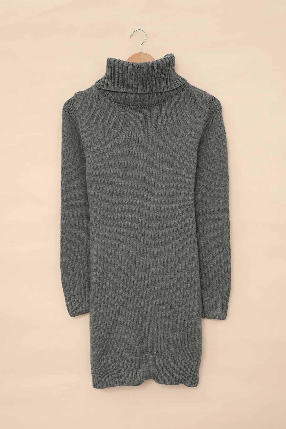 Cowl Neck Cable Knit Sweater Dress