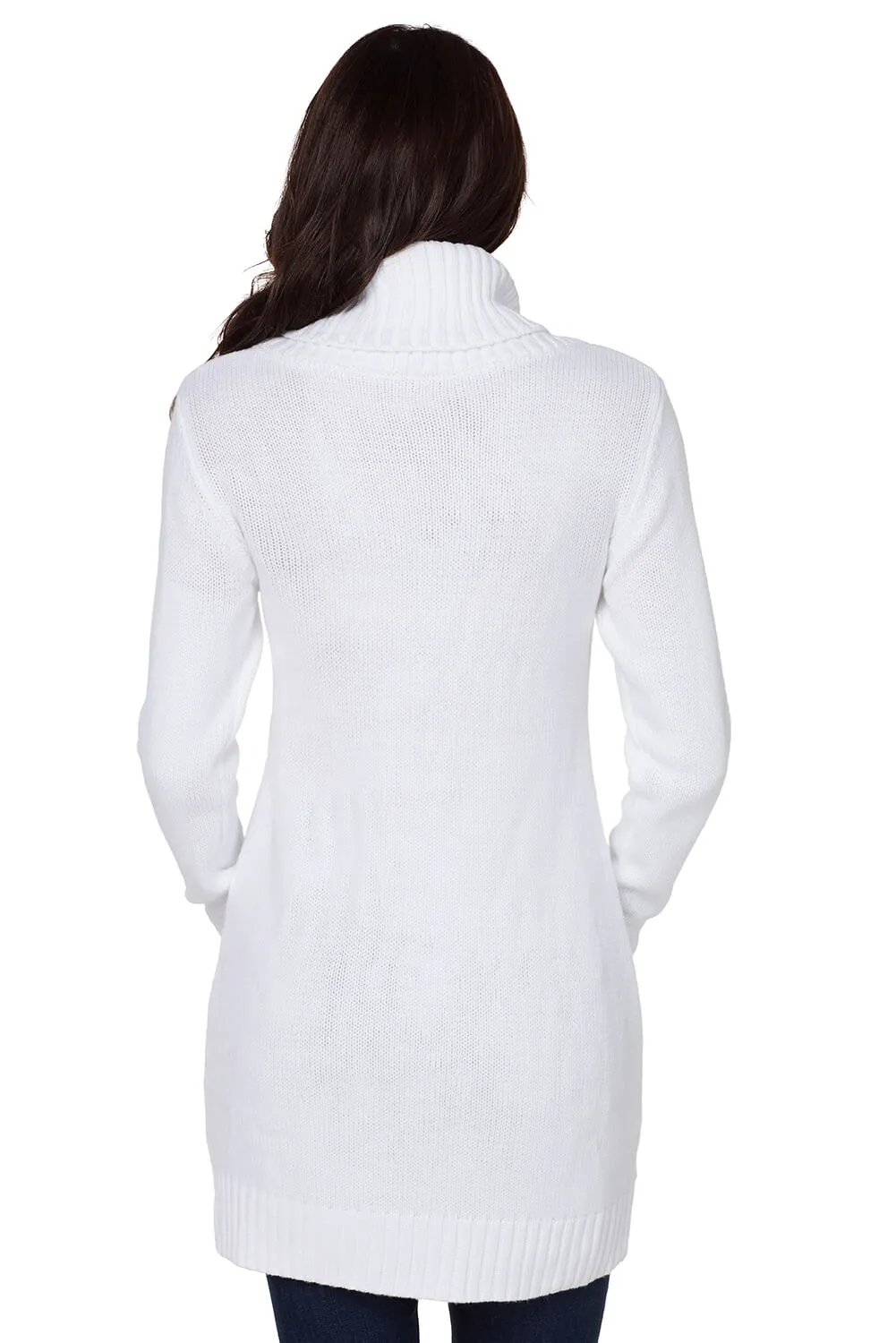 Cowl Neck Cable Knit Sweater Dress
