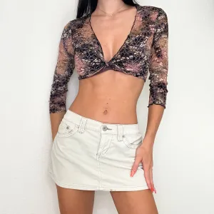 Cream Corduroy Micro Mini Skirt