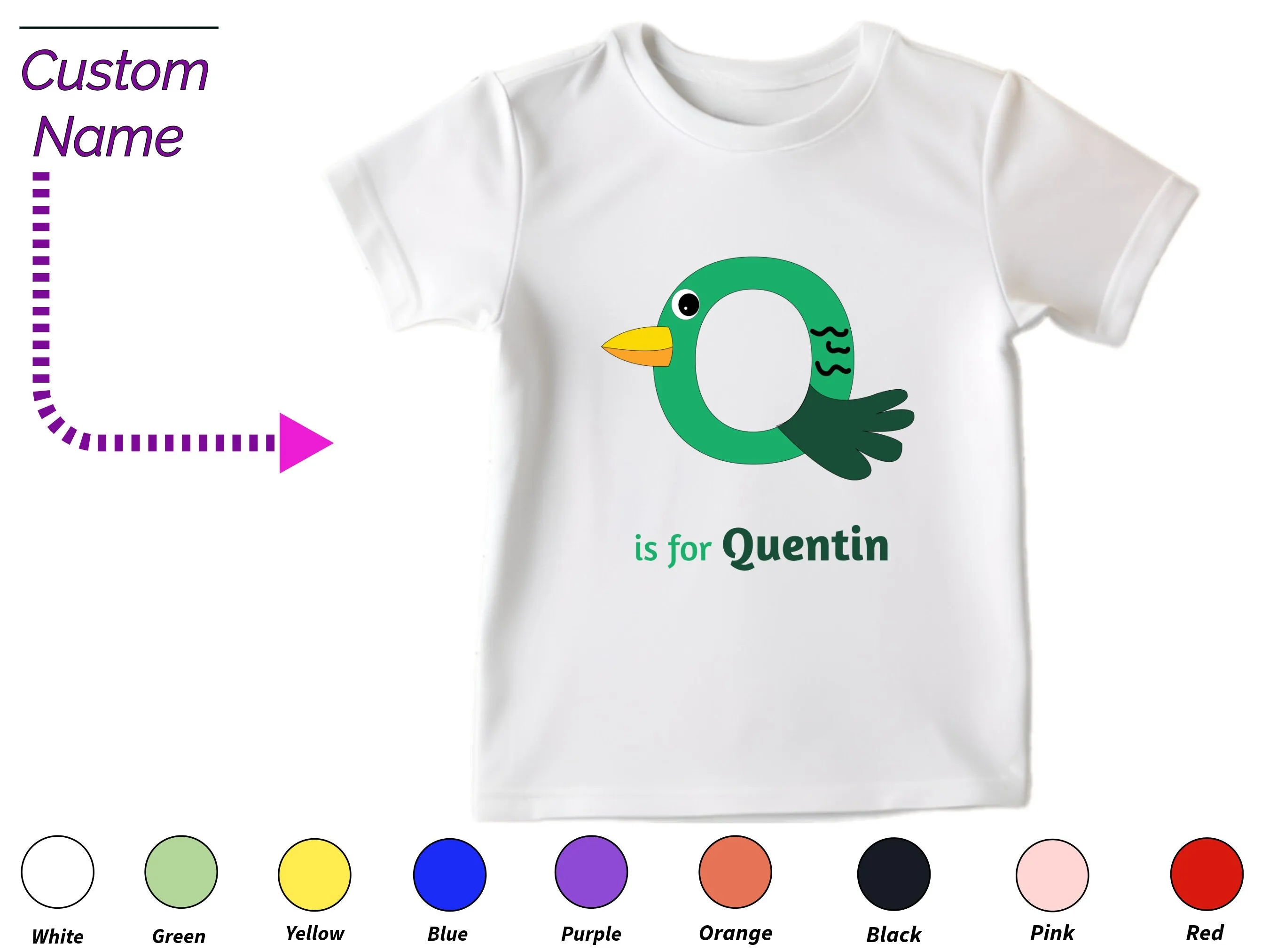 Custom Name with Initials Q On Shirt Gift for Toddler Girls Birthday Gift