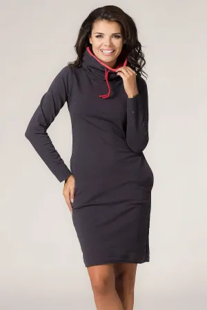 Customizable Vibrant Sweatshirt Dress with Chic Collar