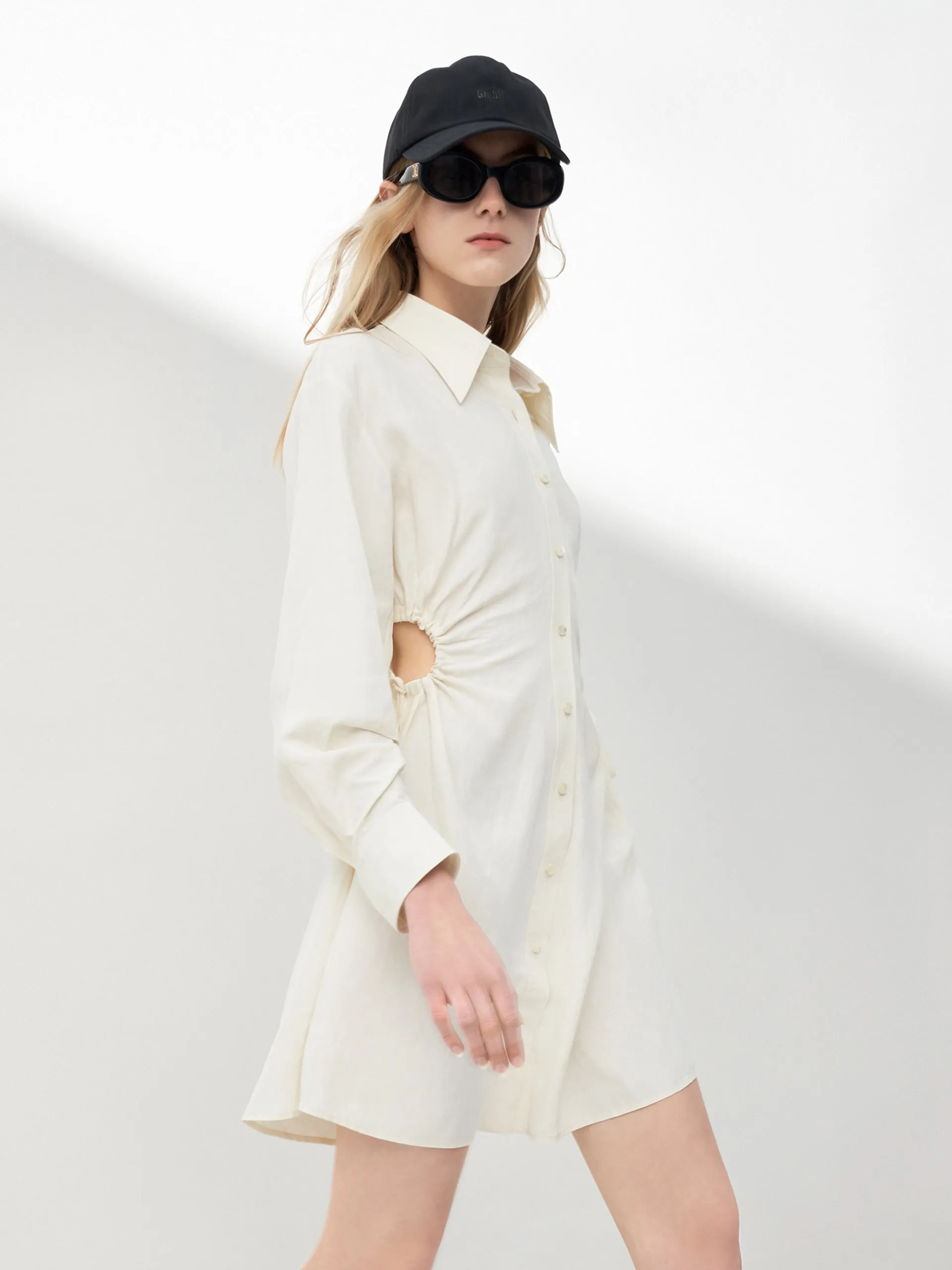 Drawstring Waist Cutout Dress