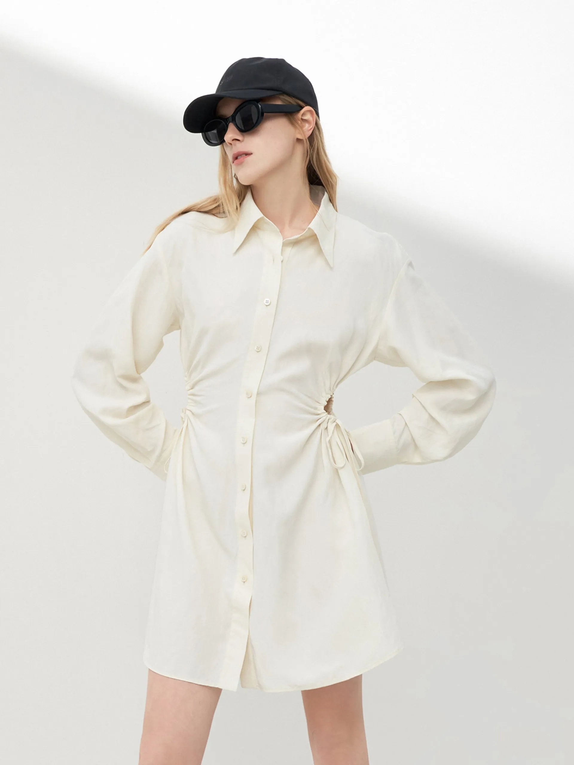 Drawstring Waist Cutout Dress