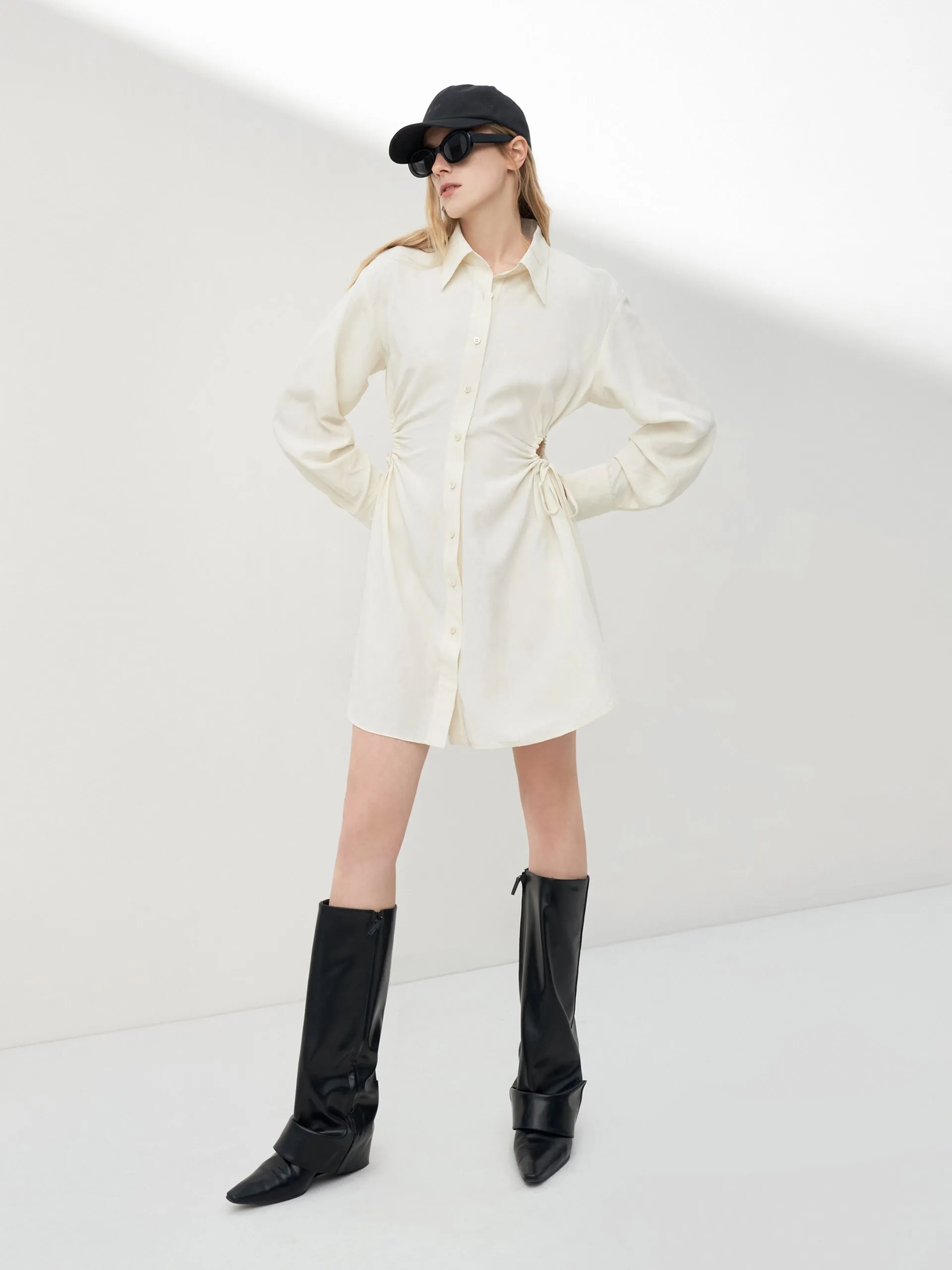 Drawstring Waist Cutout Dress