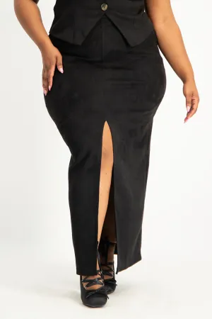 Ester Suede Maxi Skirt - Black