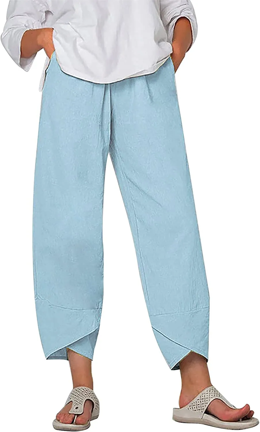 FashionSierra - Palazzo Lounge Pants Wide Leg Printed Cropped Bottoms Baggy Trousers Sweatpants