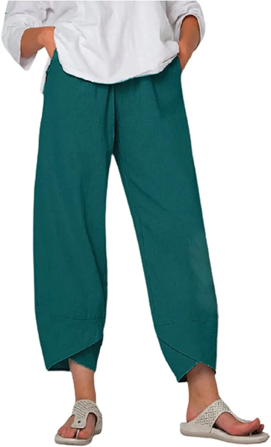 FashionSierra - Palazzo Lounge Pants Wide Leg Printed Cropped Bottoms Baggy Trousers Sweatpants