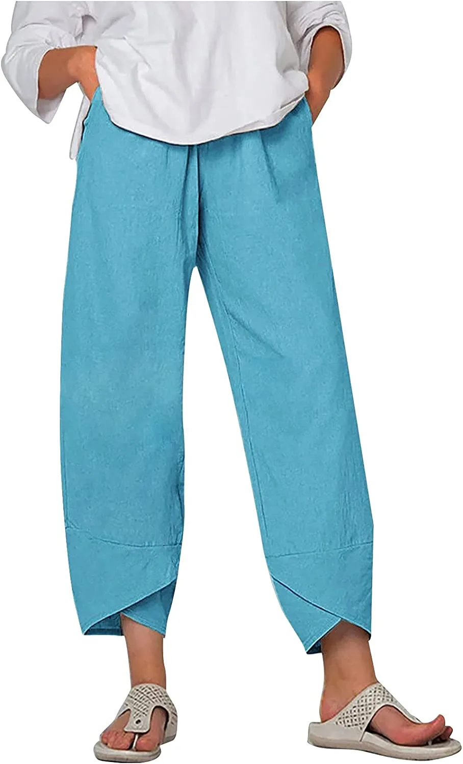 FashionSierra - Palazzo Lounge Pants Wide Leg Printed Cropped Bottoms Baggy Trousers Sweatpants