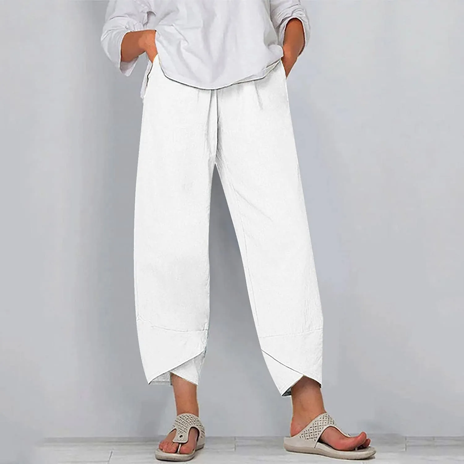 FashionSierra - Palazzo Lounge Pants Wide Leg Printed Cropped Bottoms Baggy Trousers Sweatpants