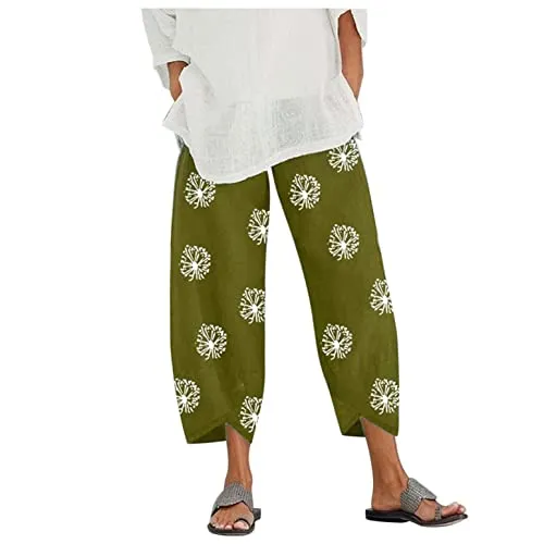 FashionSierra - Palazzo Lounge Pants Wide Leg Printed Cropped Bottoms Baggy Trousers Sweatpants