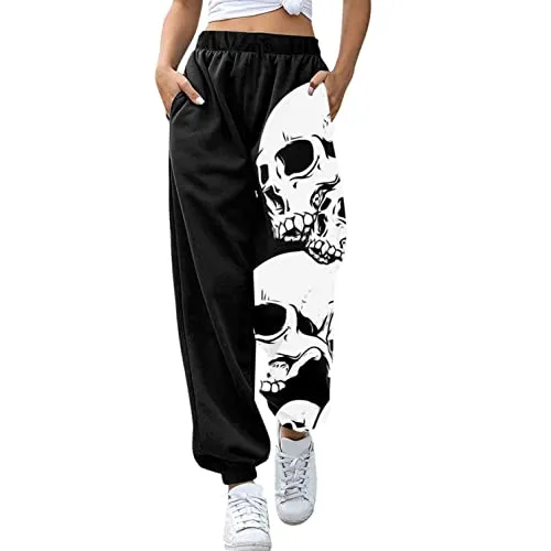 FashionSierra - Palazzo Lounge Pants Wide Leg Printed Cropped Bottoms Baggy Trousers Sweatpants
