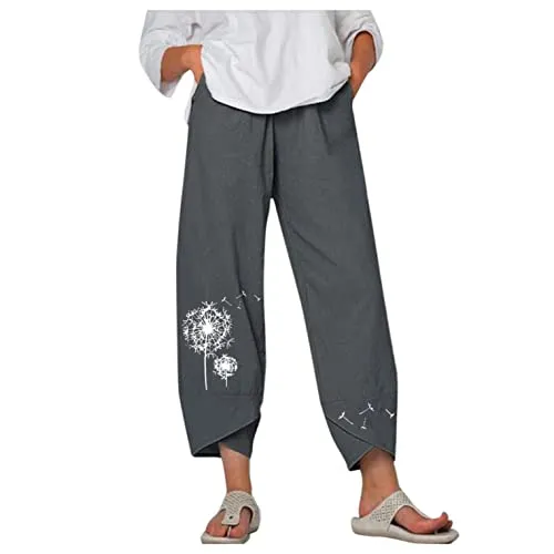 FashionSierra - Palazzo Lounge Pants Wide Leg Printed Cropped Bottoms Baggy Trousers Sweatpants