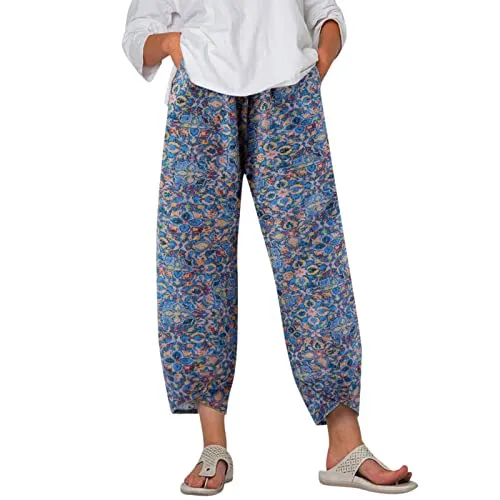 FashionSierra - Palazzo Lounge Pants Wide Leg Printed Cropped Bottoms Baggy Trousers Sweatpants