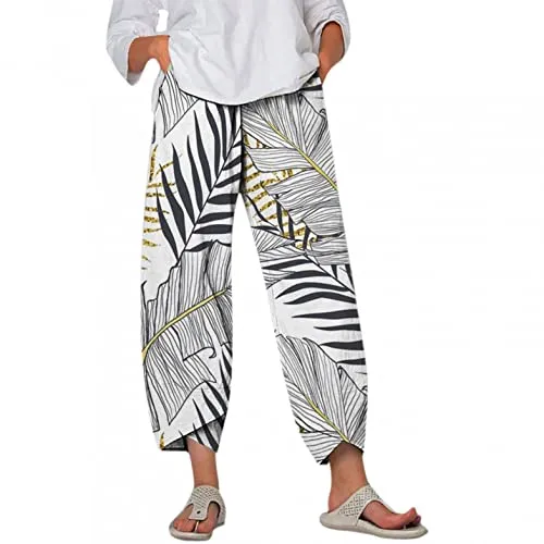 FashionSierra - Palazzo Lounge Pants Wide Leg Printed Cropped Bottoms Baggy Trousers Sweatpants